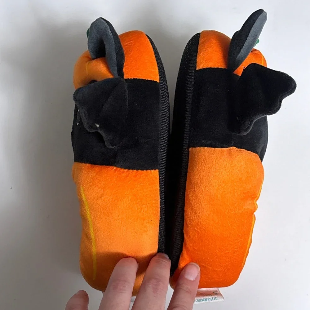 Squishmallows Slippers 2/3 Orange Black Pumpkin Bat Plush Halloween Cozy Shoes
